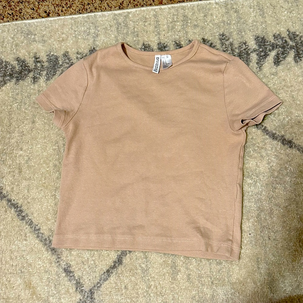 Beige Ribbed Cropped Tee - H&M Divided